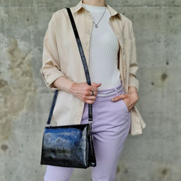 Женская кожаная сумка через плечо с тремя отделениями 0102-1