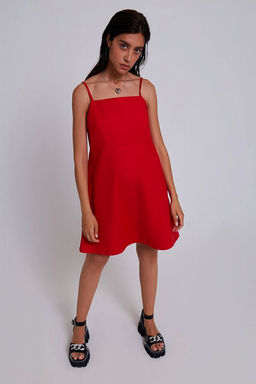 Алое хлопковое платье - Incity фото 7