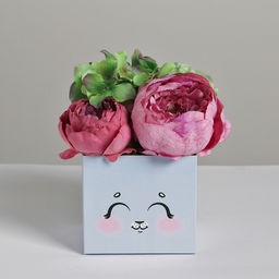 Коробка для цветов с топпером «Зайчик», 11×12×10 см