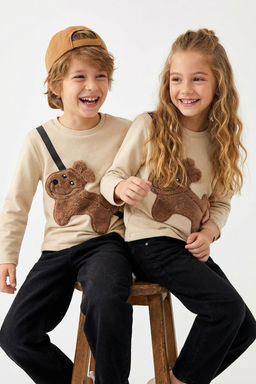 Ekru Unisex Cocuk Duz Bisiklet Yaka Regular Orme Sweatshirt TKDAW26SW00047 - Trendyolmilla фото 5