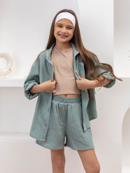 Комплект для девочек Муслин Фисташковый М-18КД MODAMICA