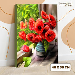 Картина по номерам на холсте с подрамником Летнее утро. Маки 40 50 см - Школа талантов фото 2