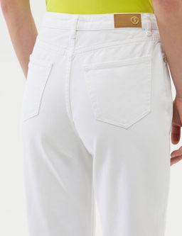 Beyaz Mom High Waist Fit Jean Pantolon