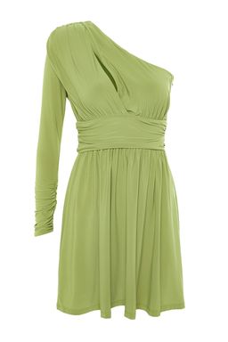 Trendyolmilla Ac?k Yesil A-Kesim Pencere/Cut Out Detayl? Orme K?sa S?k Abiye Elbise TPRSS23EL00032 фото 6