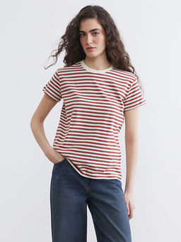 Bisiklet Yaka ?izgili Kad?n Ti??rt