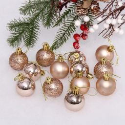 Цена за 2 шт. Новогодние шары 4 см (набор 24 шт) "Микс фактур", шампань