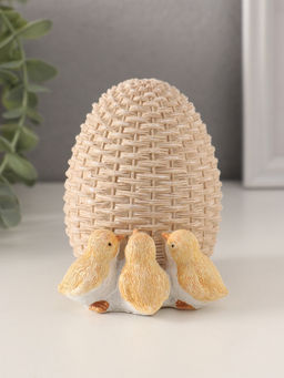 Фигурка полистоун Цыплята у плетёного яичка, 10?8?10 см
