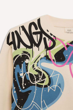 Толстовка оверсайз с широким вырезом и принтом для мальчиков - Defacto фото 8