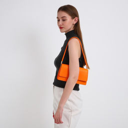 Сумка-багет на клапане, цвет оранжевый - Nazamok фото 3