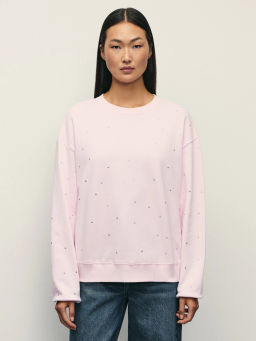 Свитшот из хлопка со стразами / Zarina  фото 3