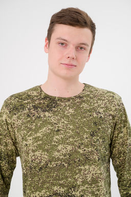 Футболка мужская длинный рукав из кулирки цифра светло-зеленый - Амадэль фото 4