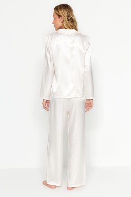 Beyaz Zebra Desenli Saten Dokuma Pijama Tak?m? THMAW24PT00001 - Trendyolmilla фото 7