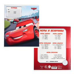 Цена за 20 шт. Тетрадь в крупную клетку 12 листов, 5 видов МИКС, обложка мелованный картон, «Тачки»
