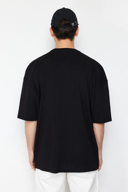 TRENDYOL MAN Siyah Oversize/Genis Kesim Araba Bask?l? %100 Pamuklu T-Shirt TMNSS25TS00159 - Trendyolmilla фото 2