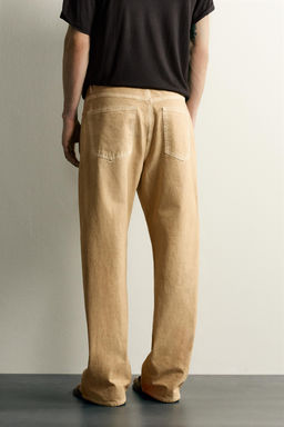 JEANS LOOSE FIT LAVADO IRREGULAR / Ocre - Zara фото 3
