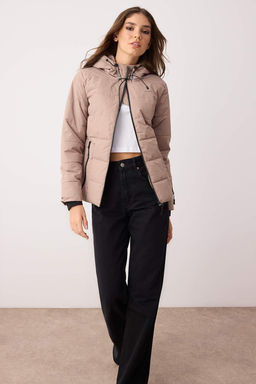 Bej Regular Kal?p Kapusonlu Su Itici Sisme Mont TWOAW26MO00000