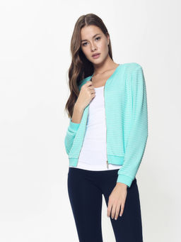 CONTE Ультракомфортный фактурный бомбер на молнии LJ 902 aqua blue aqua blue