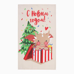 Набор полотенец Доляна Новогодние подарки 28х46 см - 6 шт, 100% хл, рогожка 164 г/м2  фото 3