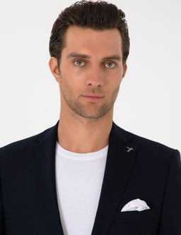 Lacivert Slim Fit Y_n Kar___ml_ Ceket - Cacharel фото 2