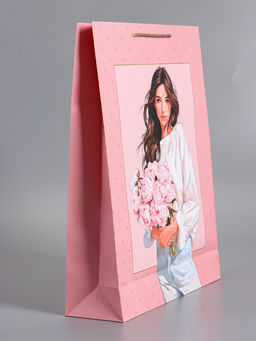 Пакет подарочный ламинированный «Букет радости», розовый, 33×42.5×10 см