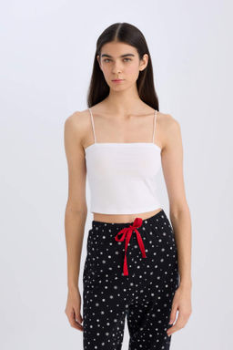 Fall in Love Ince Ask?l? Crop Pamuklu Siyah Ic Atlet - Defacto фото 2