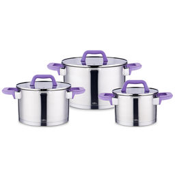 LR02-124 Набор посуды LARA серия ЛАВАНДА 3пр. ( Кастрюли. 2+2,8+3,8л) индукционное 5-ти ступ. капс.
