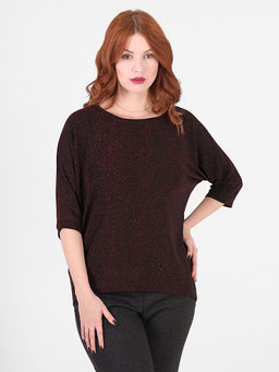 Красная блузка с люрексом больших размеров - Almond фото 6