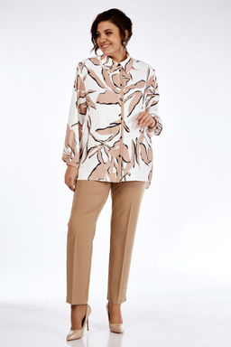 Костюм Элль стиль 2264W-Р белый/бежевый  фото 2