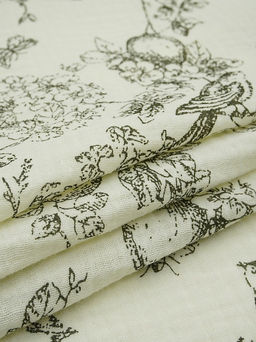 Муслин двухслойный с эф.жатости Садовая трель цв.кремовый/черный, ш.1.4м, хлопок-100%, 115гр/м.кв - Купава фото 3