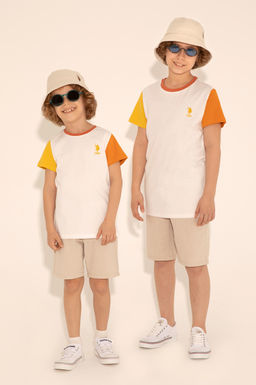 Футболка цвета экрю для мальчика - U.s. polo assn фото 8
