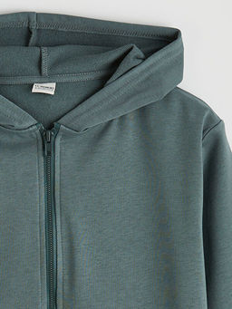 Kap??onlu Erkek ?ocuk Fermuarl? Sweatshirt