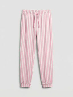 Beli Lastikli Kad?n ?izgili Jogger Pijama Alt?