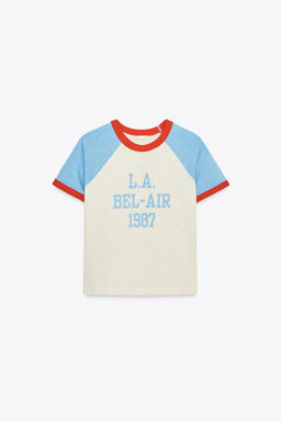 SLOGAN T-SHIRT WITH RIBBED TRIM - Zara фото 11