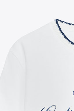 CHUNKY KNIT COLLAR SLOGAN T-SHIRT - Zara фото 7