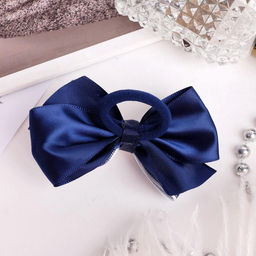 Цена за 6 шт. Бант для волос на резинке «Школьница», текстура, 9.5 см, бело-синий