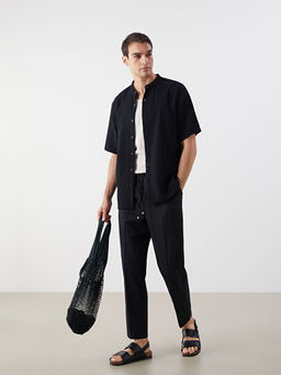 Regular Fit Hakim Yaka K?sa Kollu M?slin Erkek G?mlek