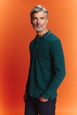 Толстовка стандартного кроя с воротником-поло и щукой - Defacto фото 3