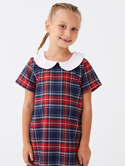 Bebe Yaka Ekose K?sa Kollu K?z ?ocuk Elbise - Waikiki фото 2