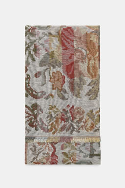 JACQUARD WOOL BLEND FLORAL PRINT SCARF - Zara фото 7
