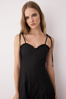 Koyu Bordo Belden Ac?lan Dokuma Maxi Elbise TWOSS25EL00870 - Trendyolmilla фото 12