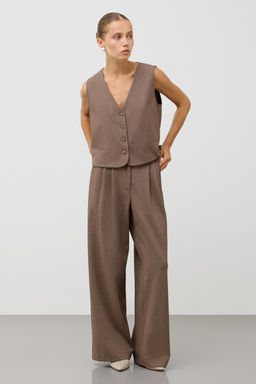 ЕВТ 4167/черный кофе,имитация текстиля брюки жен