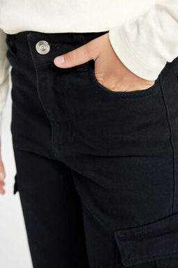 Широкие хлопковые брюки карго для девочек - Defacto фото 4