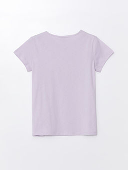 Bisiklet Yaka Bask?l? K?sa Kollu K?z ?ocuk Ti??rt - Waikiki фото 2