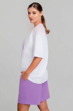 Арт. 51302 Костюм женский с шортами 42-50 (5 шт) Цвет:верх- белый, низ- вери-пери