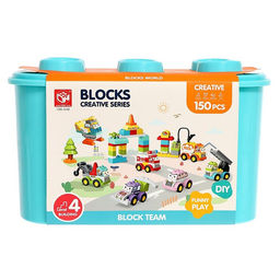 Конструктор в кейсе «Транспорт с глазками», 2 варианта сборки, 150 деталей, бирюзовый ящик