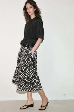 PANTAL?N CULOTTE LUNARES CINTUR?N / Negro / Blanco - Zara фото 6