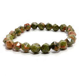 Браслет из камня 8мм с огранкой Унакит Яшма привлекает денежные потоки