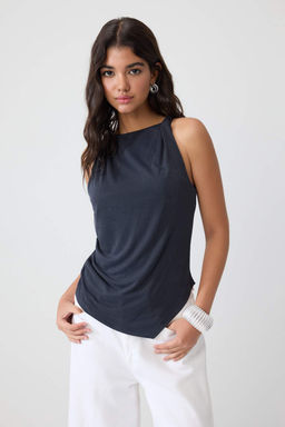 Antrasit D_z Fitted Kay_k Yaka Kolsuz Asimetrik Modal _rme Bluz TWOSS26BZ00981