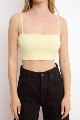 Siyah Fitted Super Crop Ask?l? Straplez Kolsuz Pamuk Ribana Orme Atlet TWOSS26AL00044 - Trendyolmilla фото 7