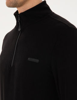 Siyah Regular Fit Yar_m Fermuarl_ Polar Sweatshirt - Pierre cardin фото 7